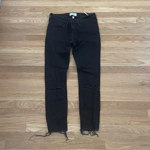 Frame Denim Distressed Stretch Black Le Skinny De Jeanne Size 29